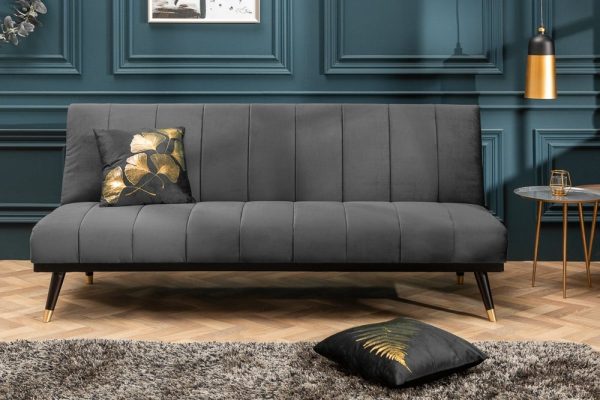Design 3-zits loungebank PETIT BEAUTE 180cm grijs fluwelen slaapbank - 40028