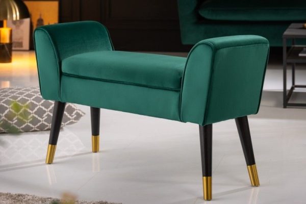 Elegante bank SCARLETT 90cm smaragdgroen fluweel met armleuningen - 40406